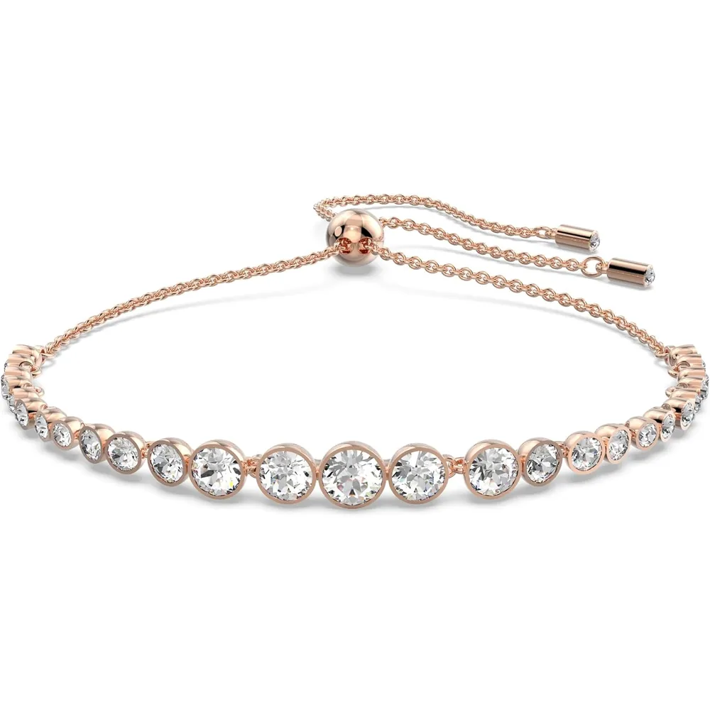 SWAROVSKI PULSERA REDONDA EMILY ACABADO ORO ROSA PARA MUJER | CRISTALES TRANSPARENTES / ORO ROSA