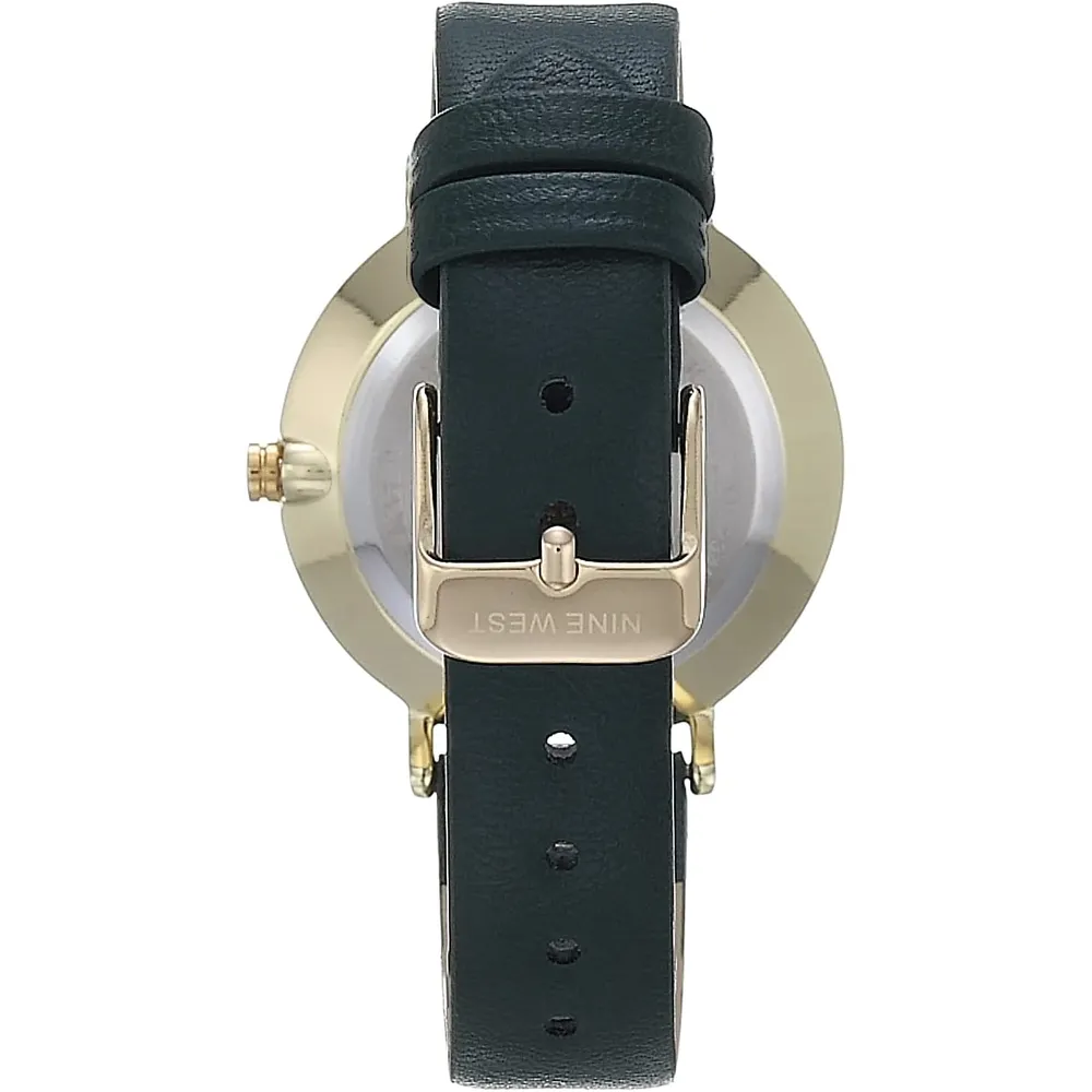 Nine West NW/2346GPGN reloj para dama con correa clásica | 36 mm - Verde/Dorado
