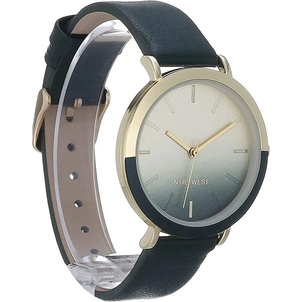 Nine West NW/2346GPGN reloj para dama con correa clásica | 36 mm - Verde/Dorado
