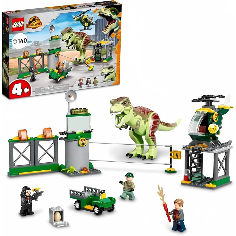 Lego Jurassic World Fuga del T. Rex juguete de dinosaurios con aeropuerto y buggy