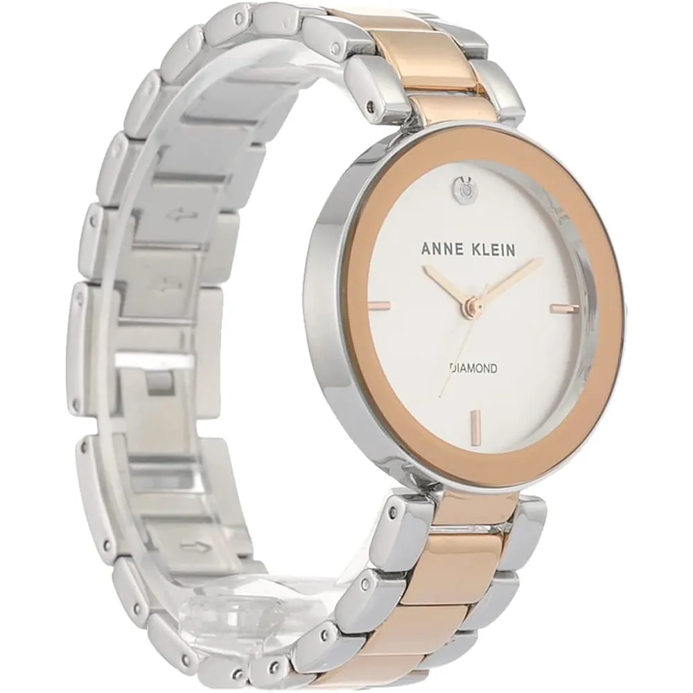 Anne Klein AK/1362GNRG reloj para dama con diamante genuino | 32 mm - Plateado/Oro rosa