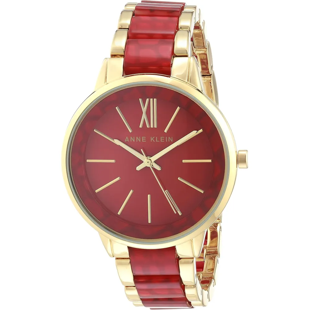 Anne Klein AK/1413LBSV reloj para mujer con pulsera de resina | 37 mm - Dorado/Rojo