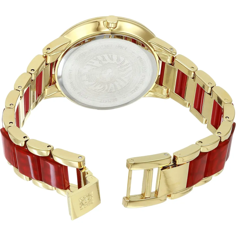 Anne Klein AK/1413LBSV reloj para mujer con pulsera de resina | 37 mm - Dorado/Rojo