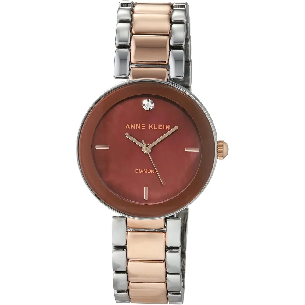 Anne Klein AK/1362GNRG reloj para dama con diamante genuino | 32 mm - Plateado/Dorado/marrón