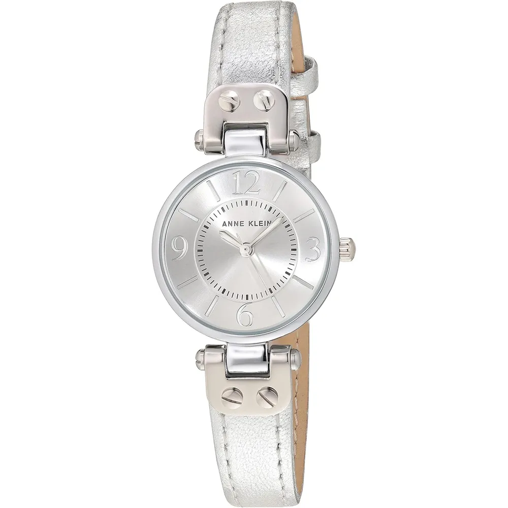 Anne Klein 109442CHHY reloj para mujer con correa de cuero | 45 mm - Plateado