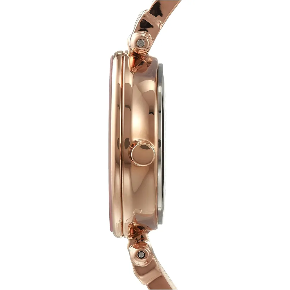 Anne Klein AK/1980BKGB reloj para mujer con diamante y pulsera tipo brazalete | 28 mm - Oro rosa/Borgoña