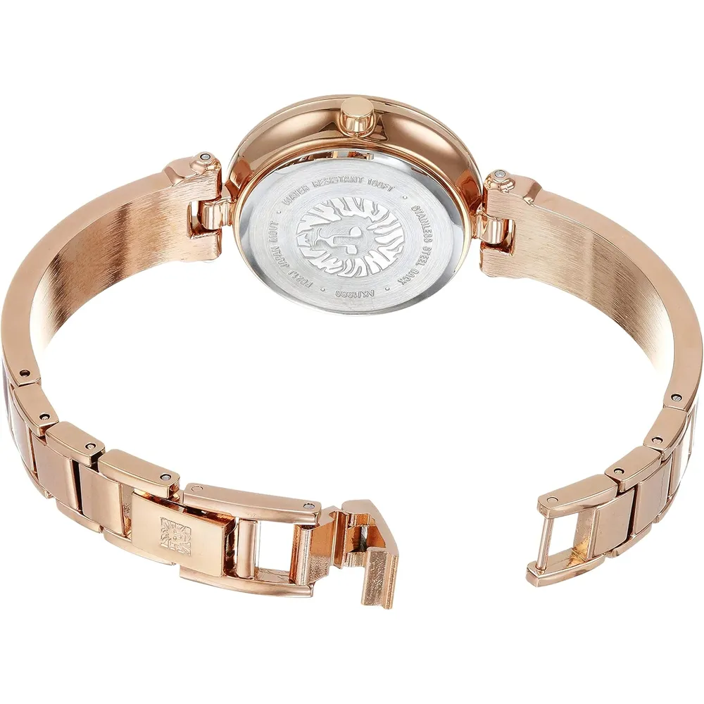 Anne Klein AK/1980BKGB reloj para mujer con diamante y pulsera tipo brazalete | 28 mm - Oro rosa/Borgoña