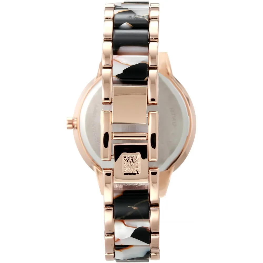 Anne Klein AK/1413LBSV reloj para mujer con pulsera de resina | 37 mm - Oro Rosa/Dark