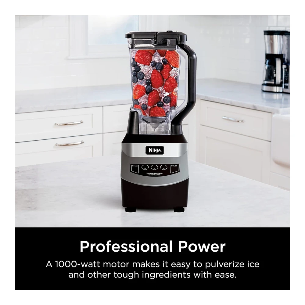 NINJA NJ601AMZ LICUADORA PROFESIONAL CON MOTOR DE 1000 VATIOS Y JARRA DE TRITURACIÓN TOTAL APTA PARA LAVAVAJILLAS DE 72 ONZAS PARA BATIDOS - BATIDOS Y BEBIDAS CONGELADAS - COLOR NEGRO