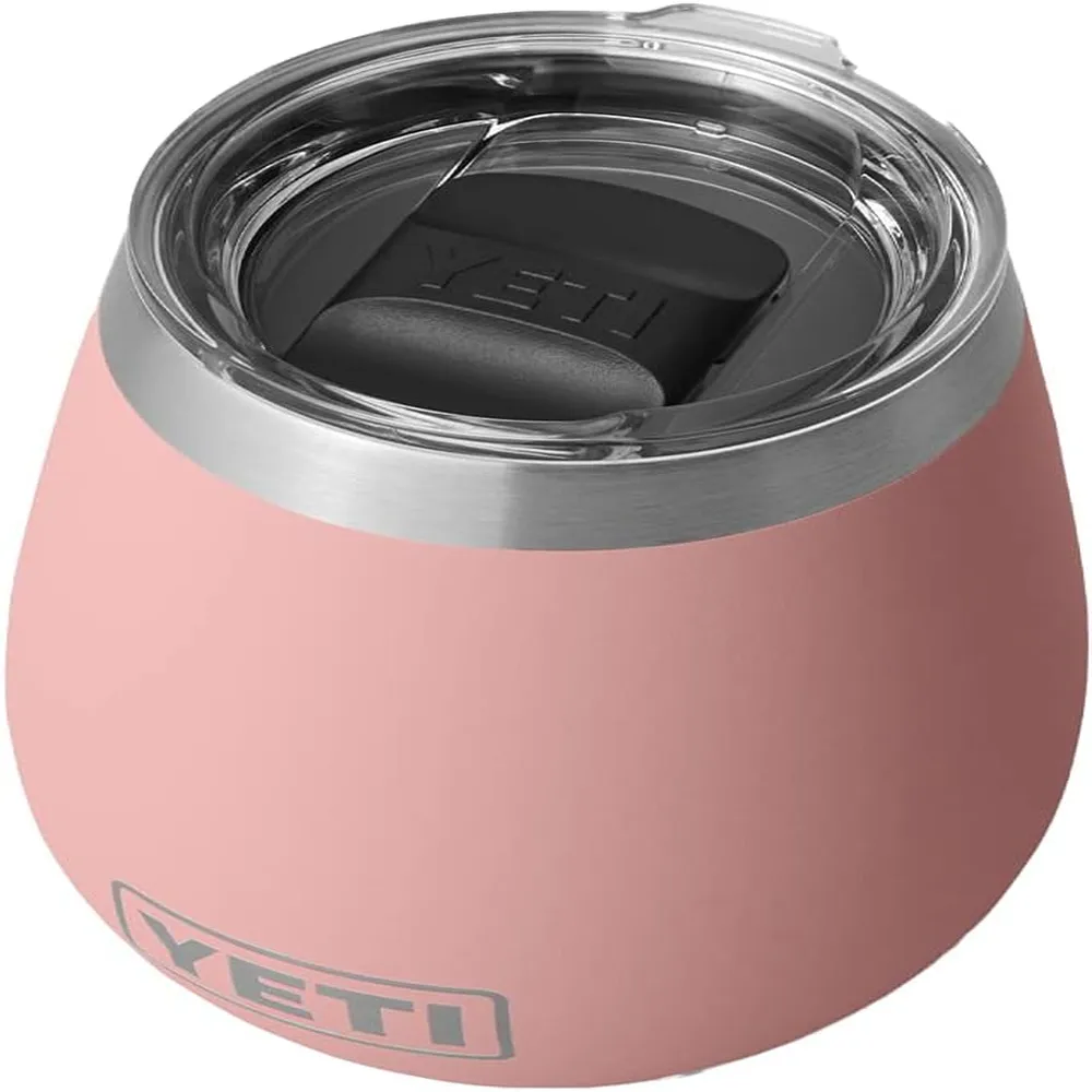 YETI Rambler Vaso de vino de 10 oz de acero inoxidable con tapa MagSlider color palo rosa
