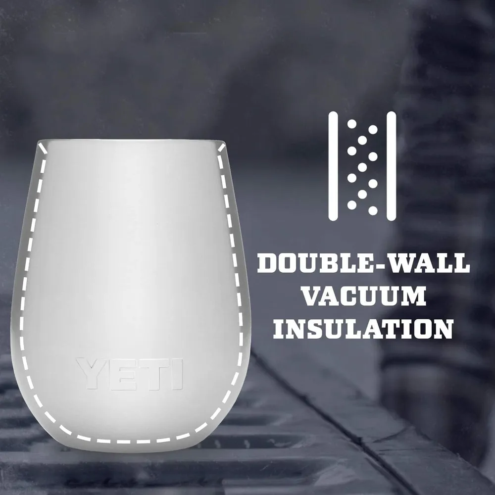 YETI Rambler Vaso de vino de 10 oz de acero inoxidable con tapa MagSlider color palo rosa