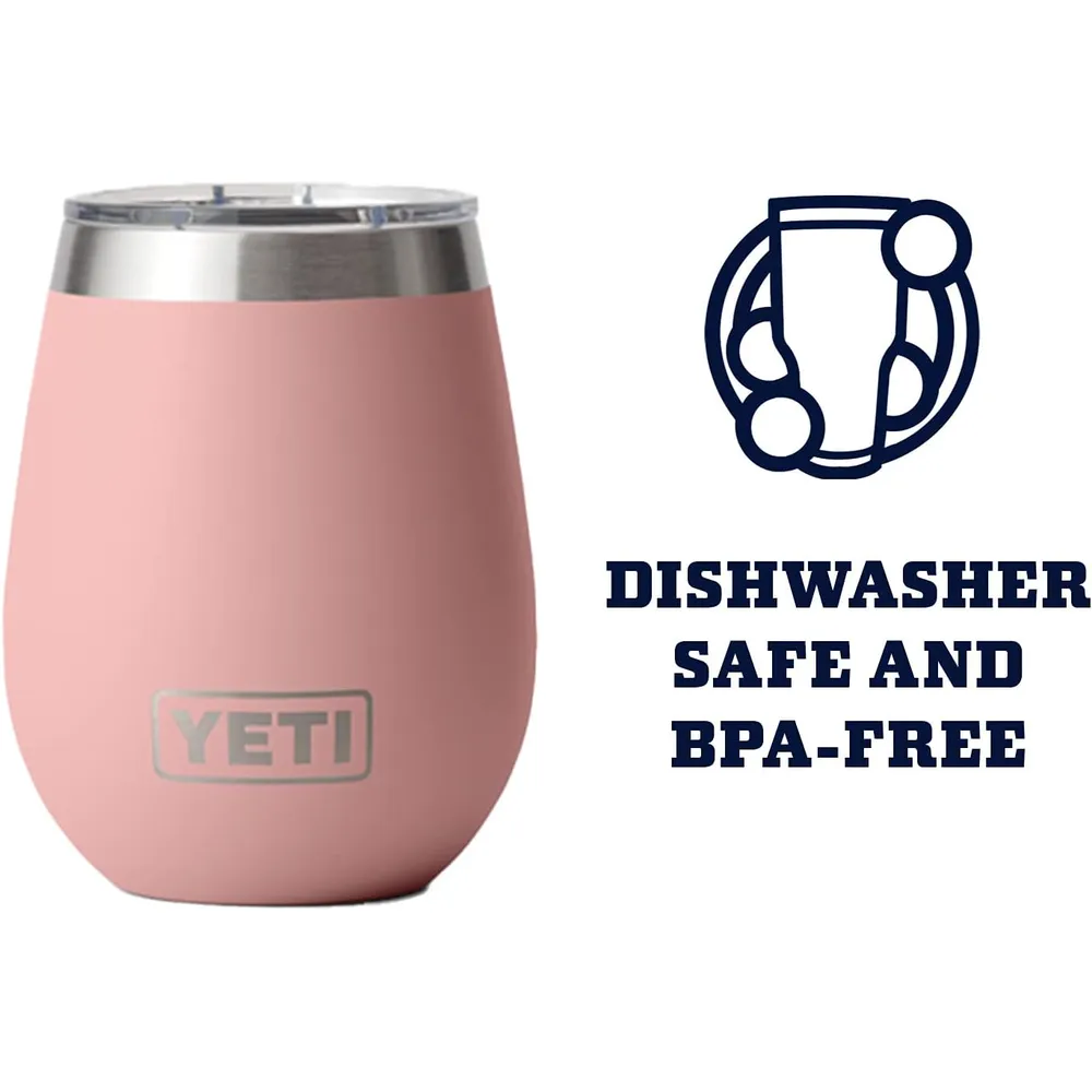 YETI Rambler Vaso de vino de 10 oz de acero inoxidable con tapa MagSlider color palo rosa