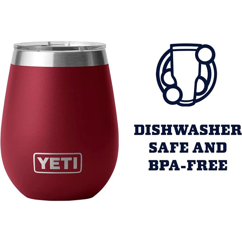 YETI Rambler Vaso de vino de 10 oz de acero inoxidable con tapa MagSlider color rojo oscuro