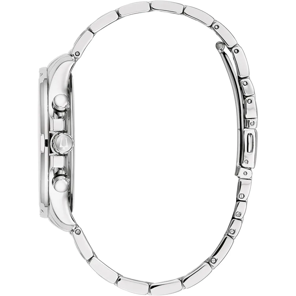 Bulova reloj clásico hombre cronógrafo cuarzo 6 agujas acero esfera negra | Plata