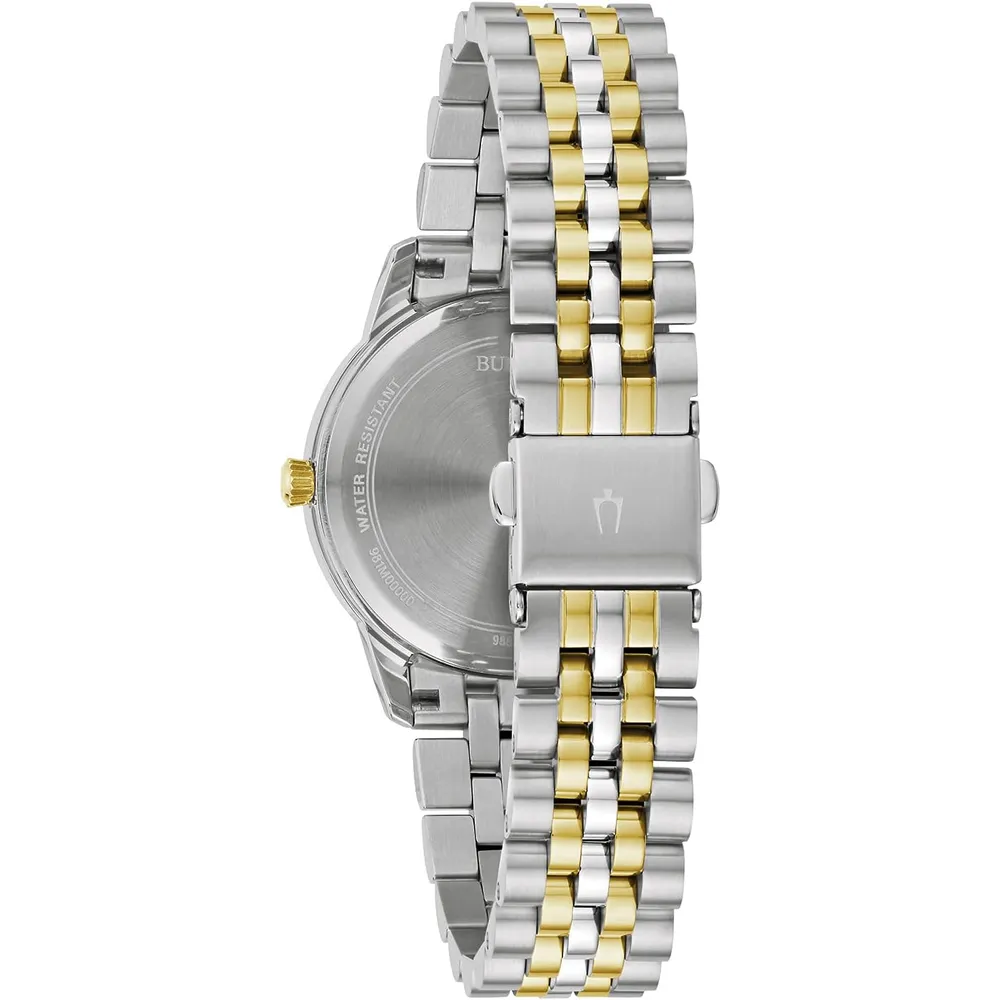 b099knydv5_2_webp.webp Bulova reloj clásico mujer cuarzo diamantes acero 3 agujas calendario fecha | Oro/Plata