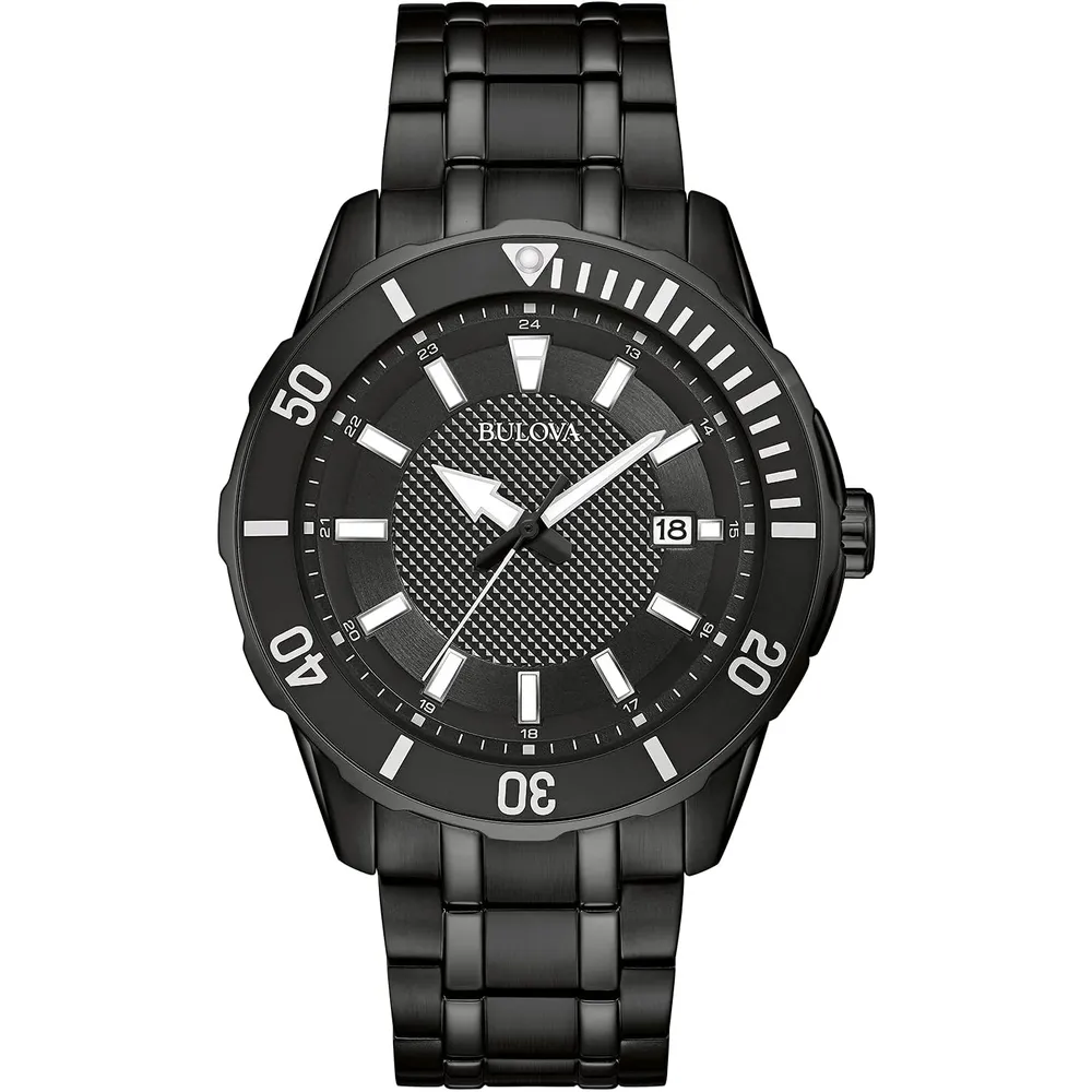 Bulova reloj clásico deportivo hombre cuarzo 3 agujas acero calendario fecha | Negro
