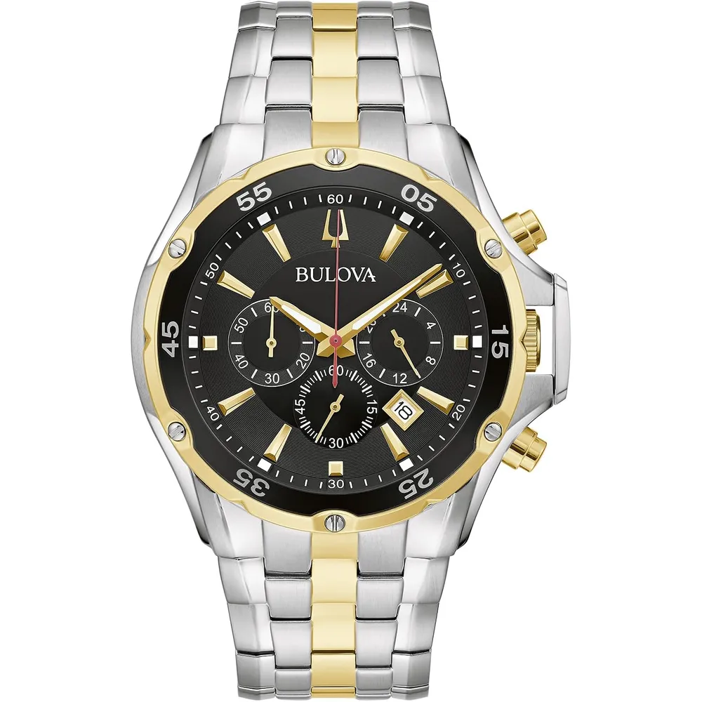 Bulova reloj clásico deportivo hombre acero cronógrafo cuarzo 6 agujas | Negro