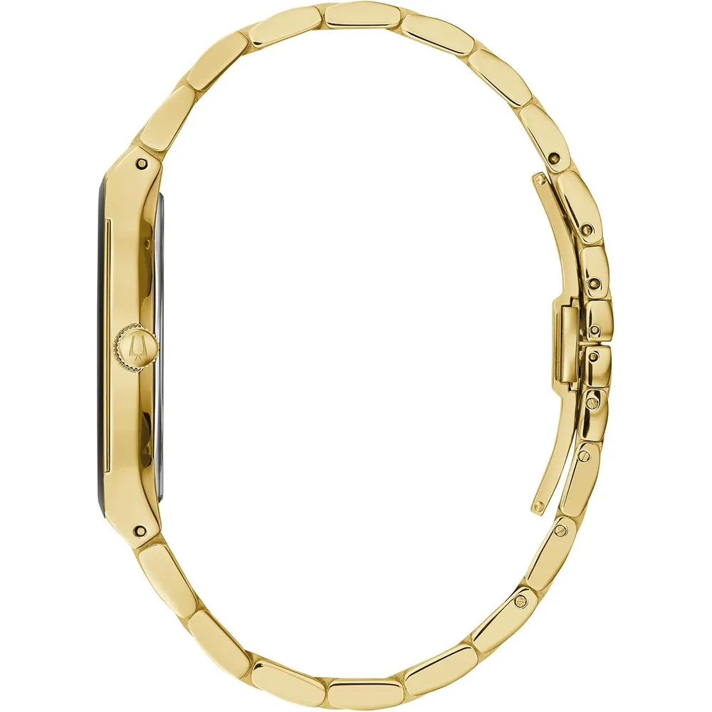Bulova reloj moderno hombre acero inoxidable calendario 3 agujas diamantes | Oro/Negro
