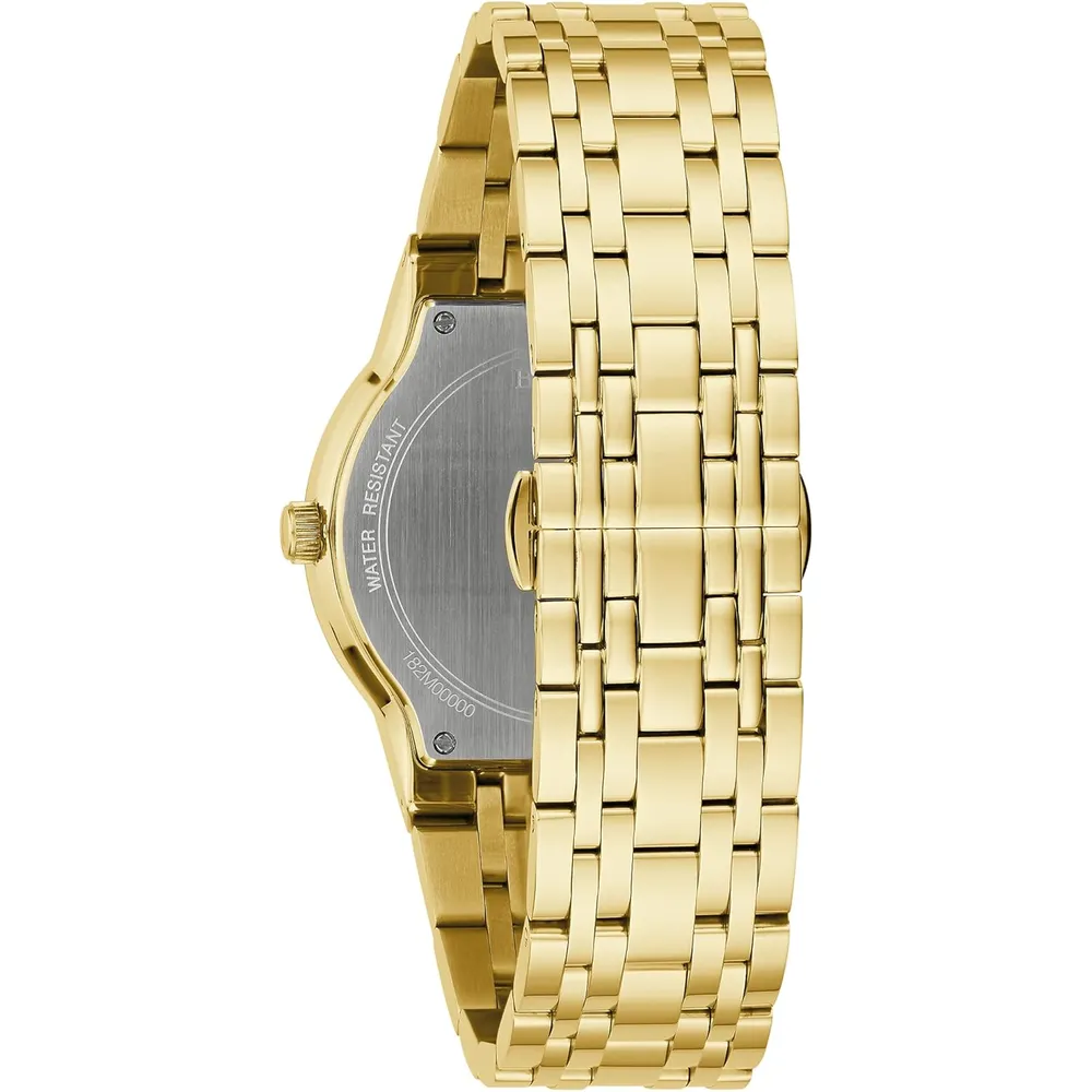 Bulova reloj moderno hombre acero inoxidable calendario 3 agujas diamantes | Oro/Negro