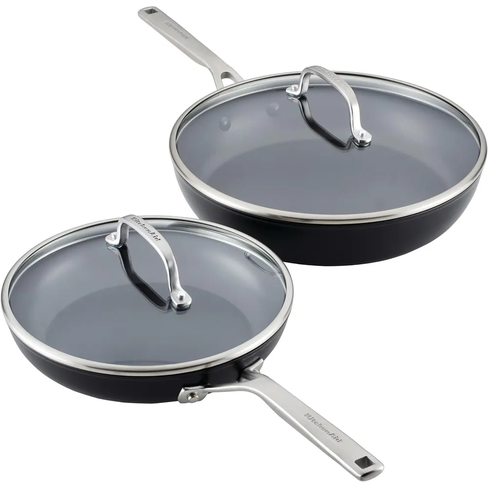 KitchenAid juego de sartenes antiadherentes 4 pzas 25 y 30 cm, anodizadas duras