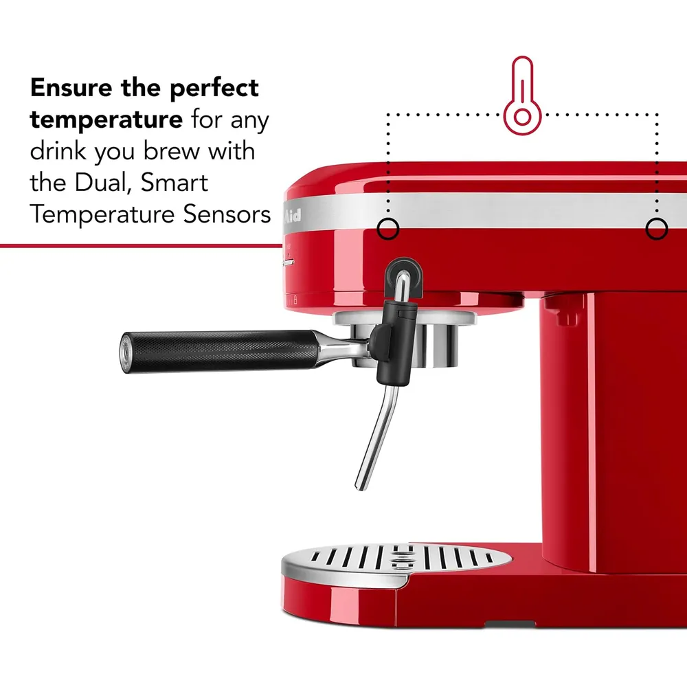 KITCHENAID KES6503, CAFETERA ESPRESSO SEMIAUTOMÁTICA DE METAL | ROJO IMPERIO