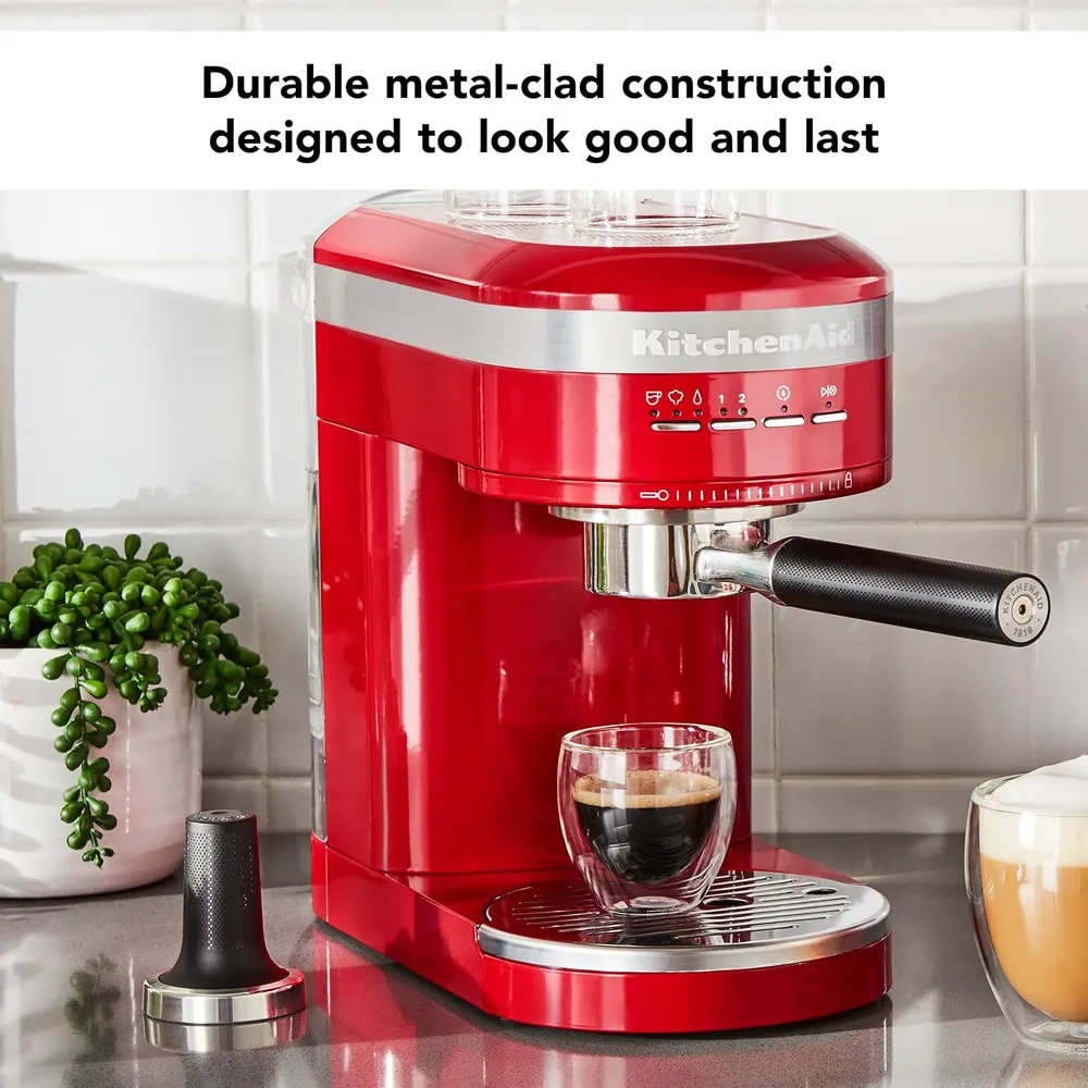 KITCHENAID KES6503, CAFETERA ESPRESSO SEMIAUTOMÁTICA DE METAL | ROJO IMPERIO