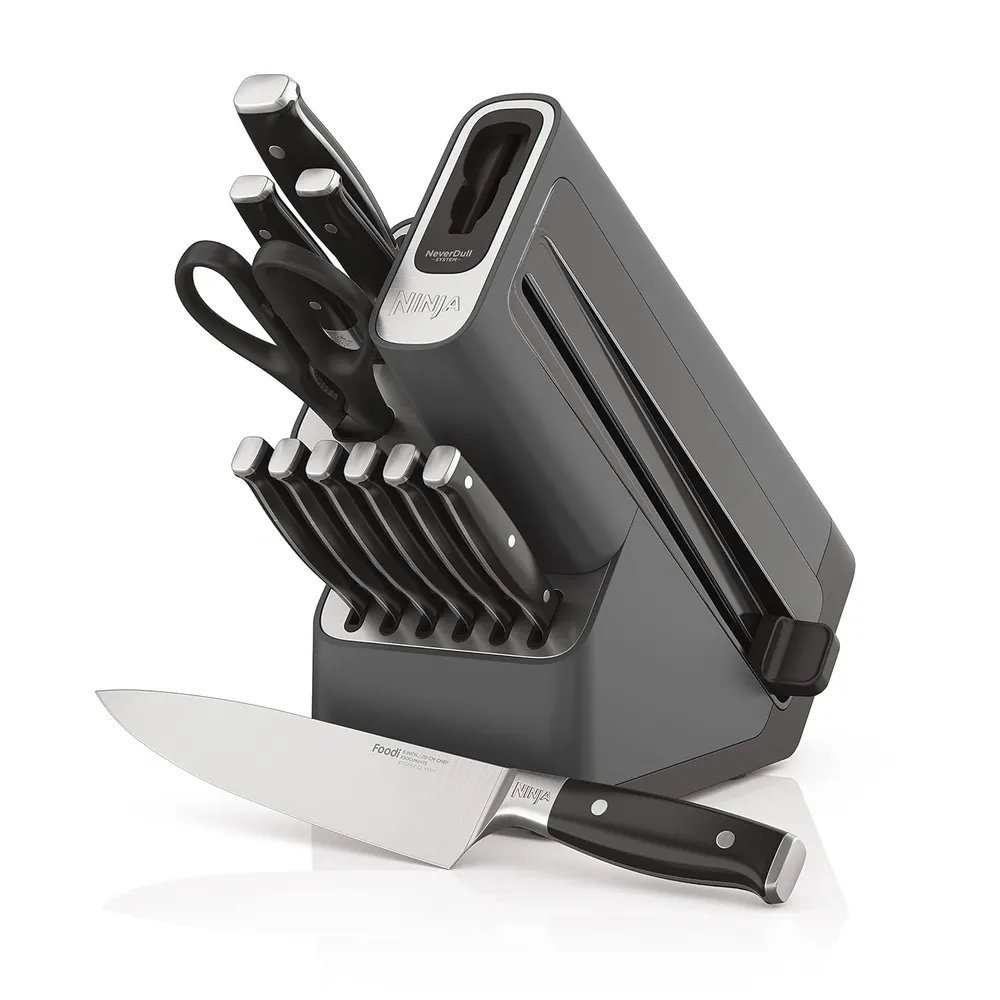 Ninja sistema cuchillos K32012 Foodi NeverDull 12 pzas con afilador | Acero Inoxidable/Negro