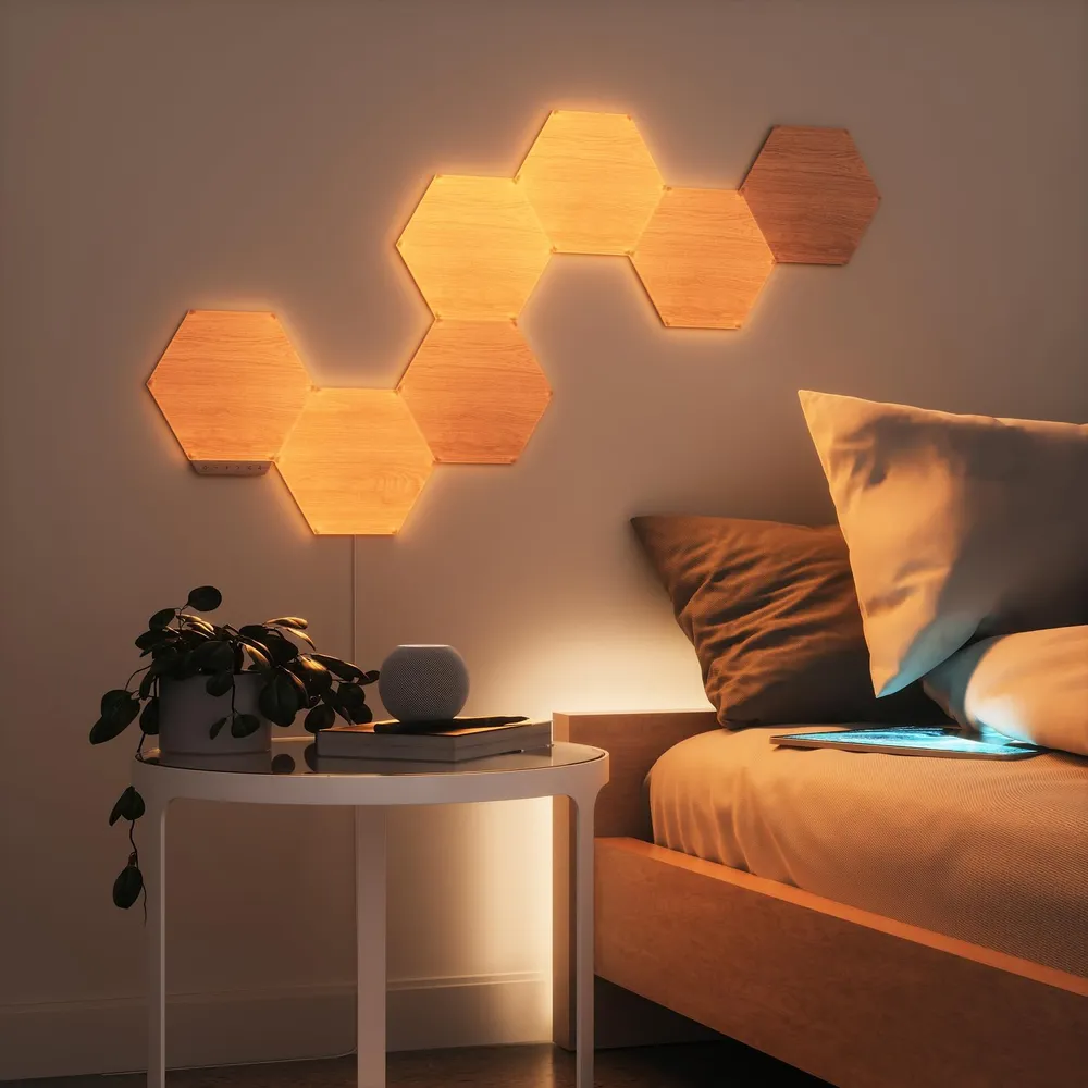 Nanoleaf Elements Paneles LED Hexagonales Madera (Paquete de 7)