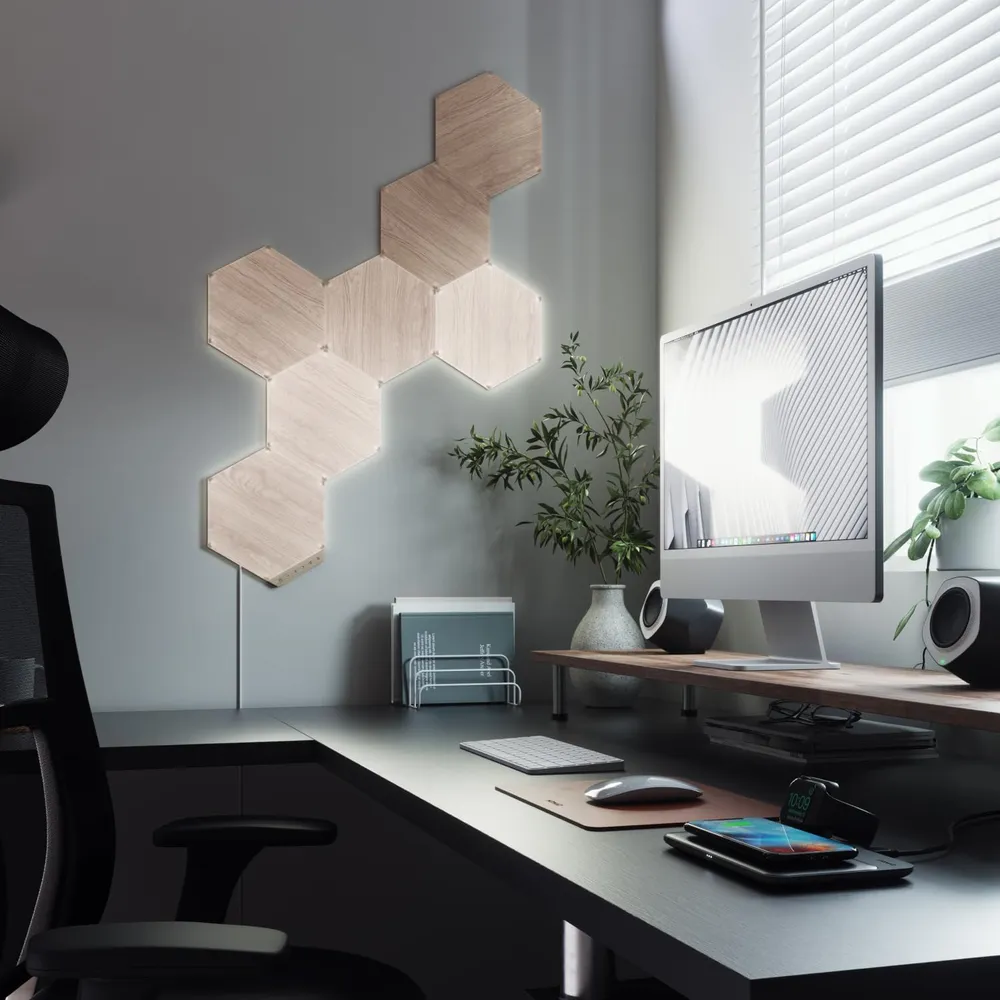 Nanoleaf Elements Paneles LED Hexagonales Madera (Paquete de 7)