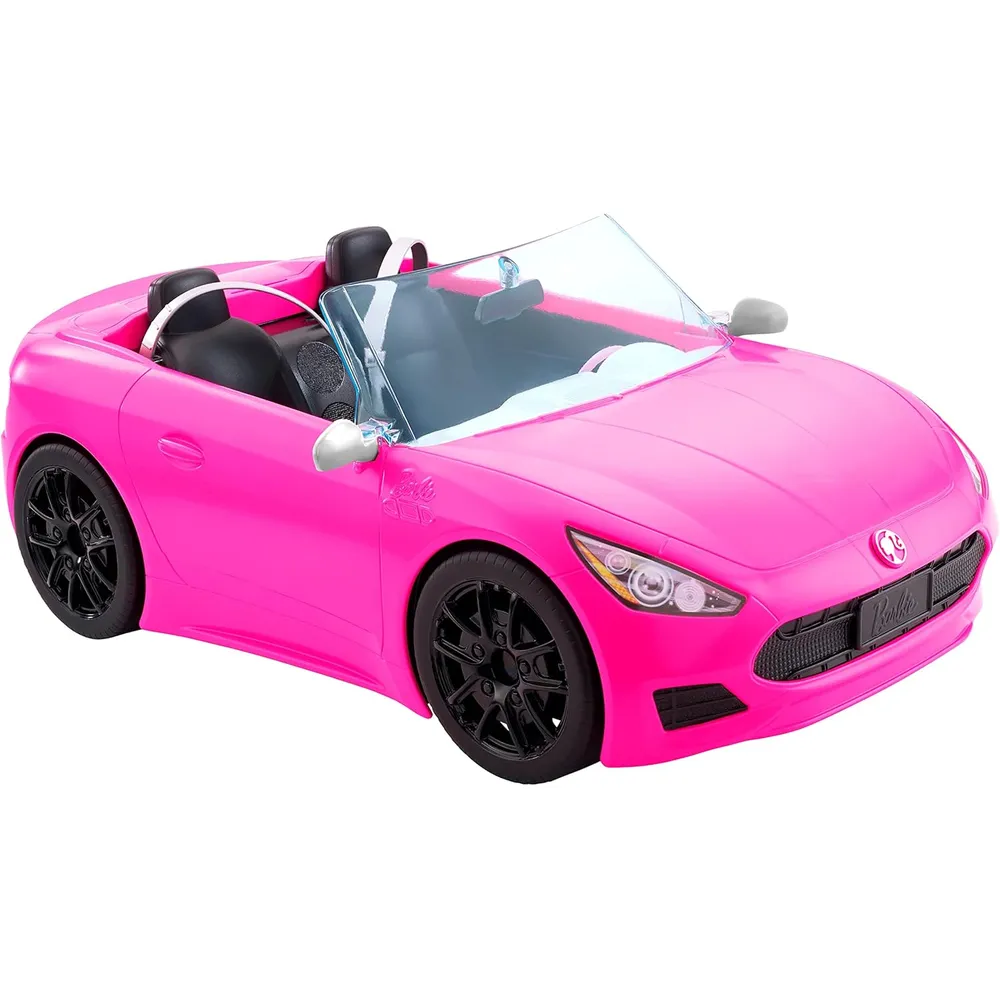 BARBIE COCHE DESCAPOTABLE ROSA RUEDAS GIRATORIAS