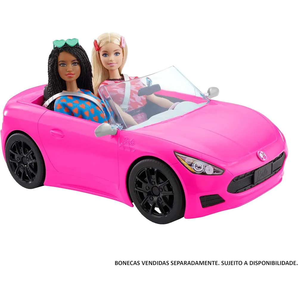 BARBIE COCHE DESCAPOTABLE ROSA RUEDAS GIRATORIAS