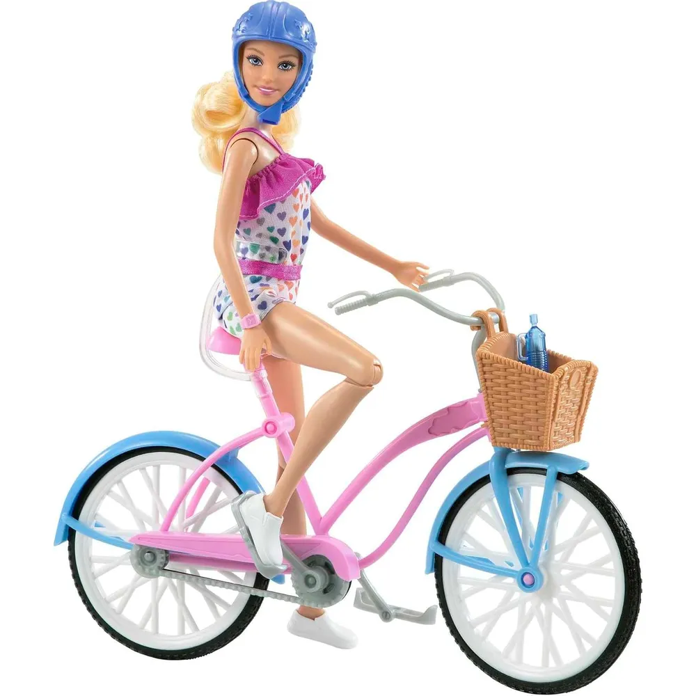 BARBIE MUÑECA CON BICICLETA Y ACCESORIOS RUBIA