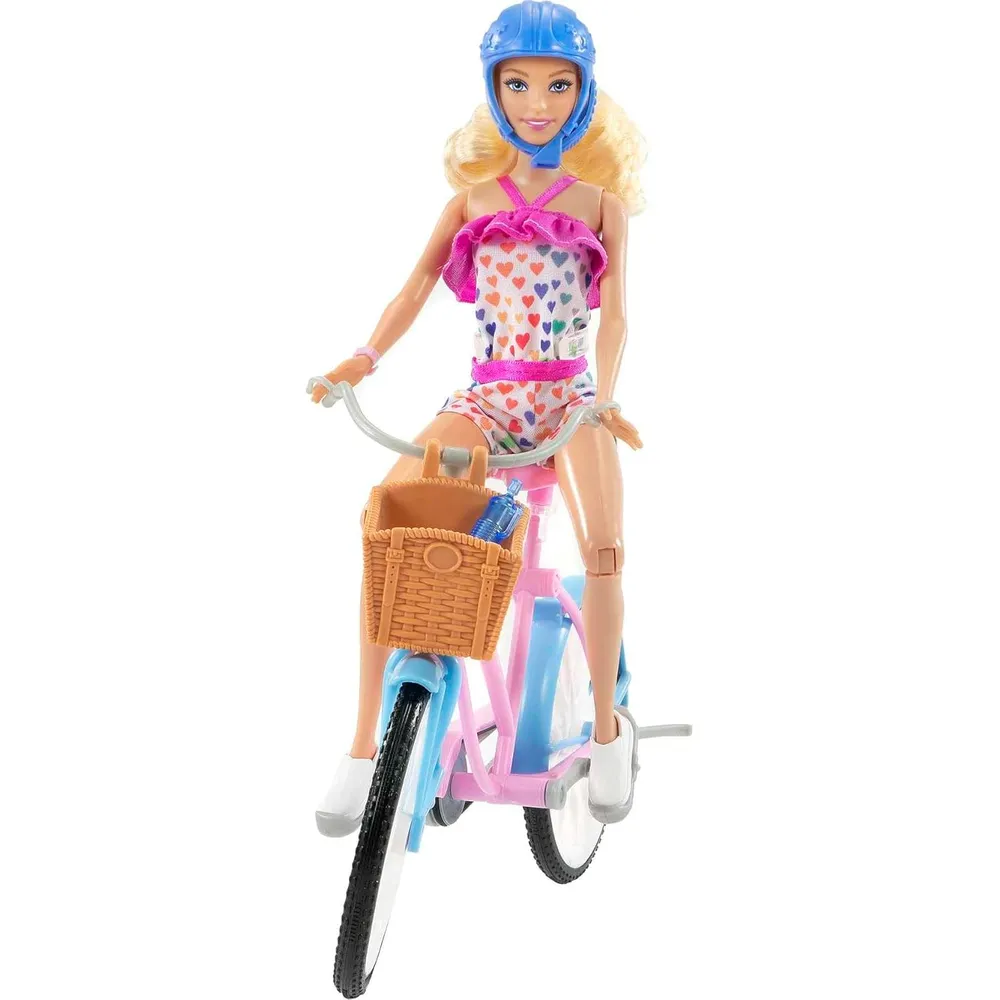 BARBIE MUÑECA CON BICICLETA Y ACCESORIOS RUBIA