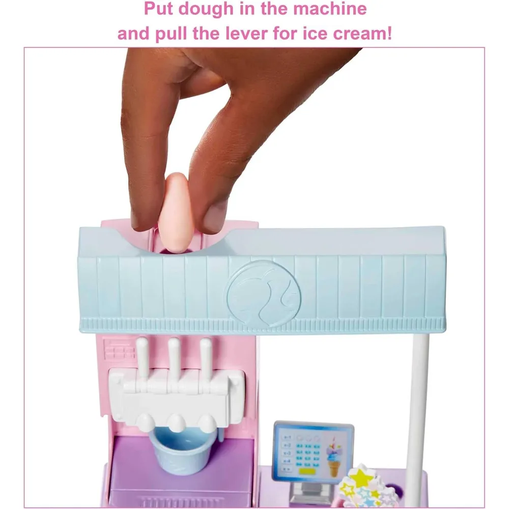 BARBIE HELADERÍA FUNCIÓN HACER HELADOS CON MUÑECA MORENA