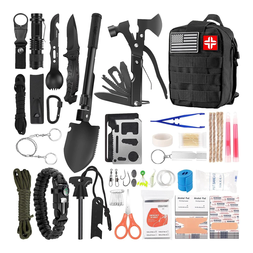 Survival Kit And First Aid Kit - 142pcs Professional Survival Gear And Equipment With Molle Pouch - for  Men Dad Husband Who Likes Camping Outdoor Adventure