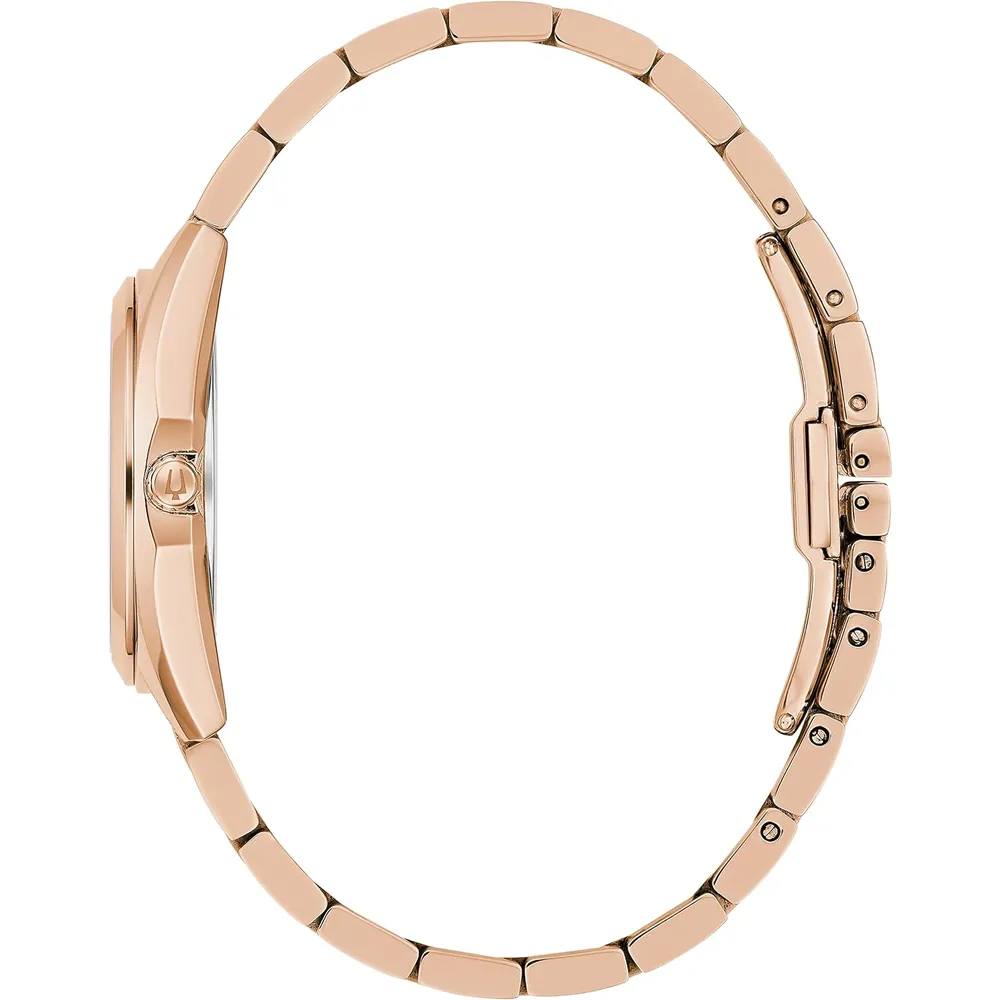 Bulova reloj clásico Surveyor mujer cuarzo 3 agujas diamantes acero oro rosa | Oro Rosa