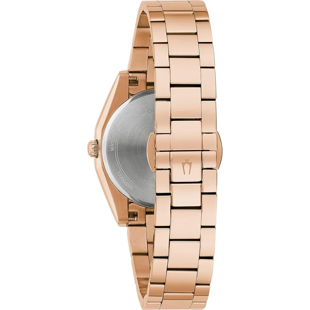 Bulova reloj clásico Surveyor mujer cuarzo 3 agujas diamantes acero oro rosa | Oro Rosa