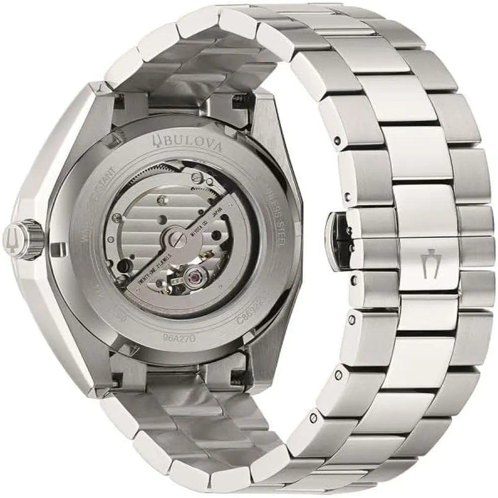 Bulova reloj clásico topógrafo hombre automático 3 agujas segundero apertura | Plata