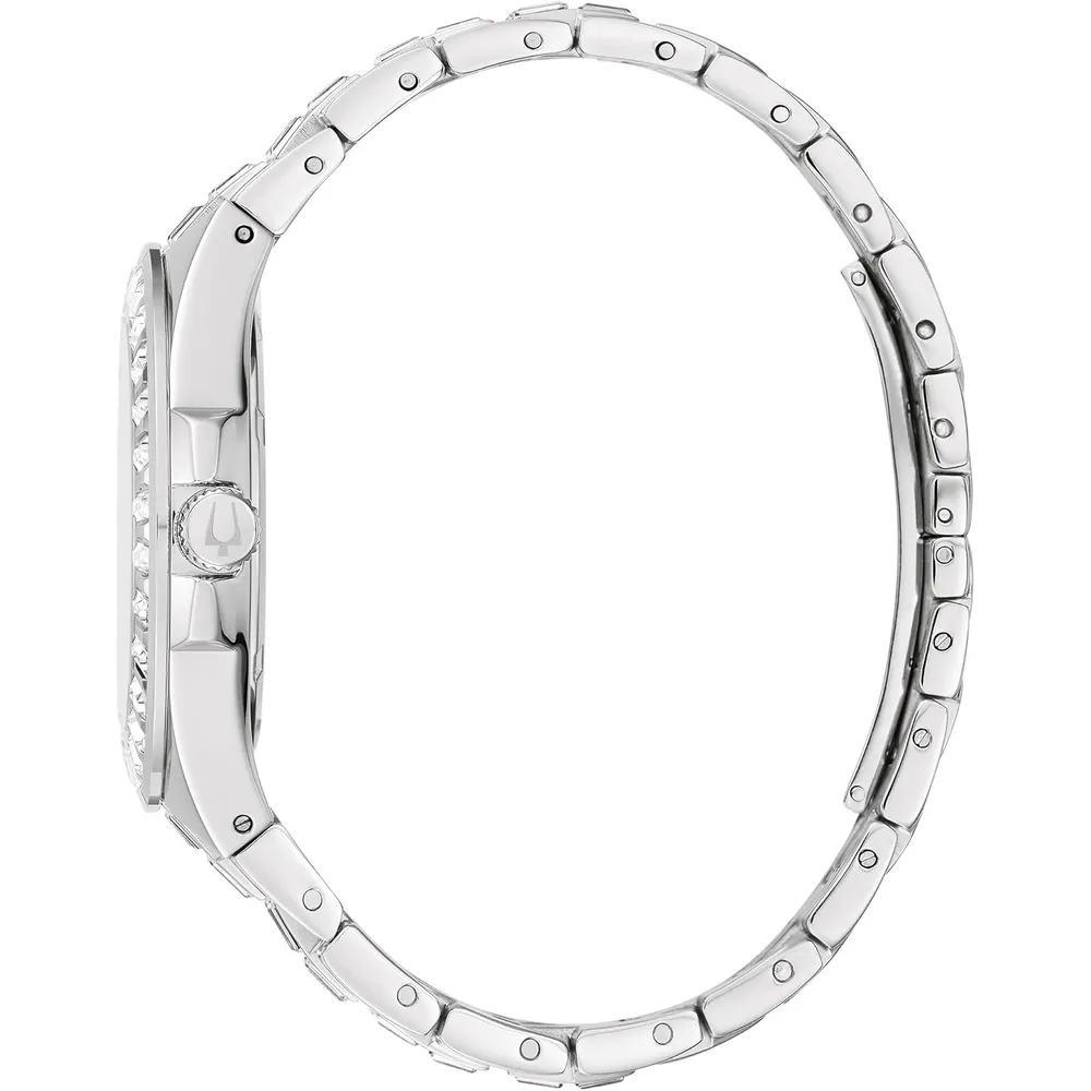 Bulova reloj Crystal Phantom mujer cuarzo 3 agujas cristales baguette | Plateado