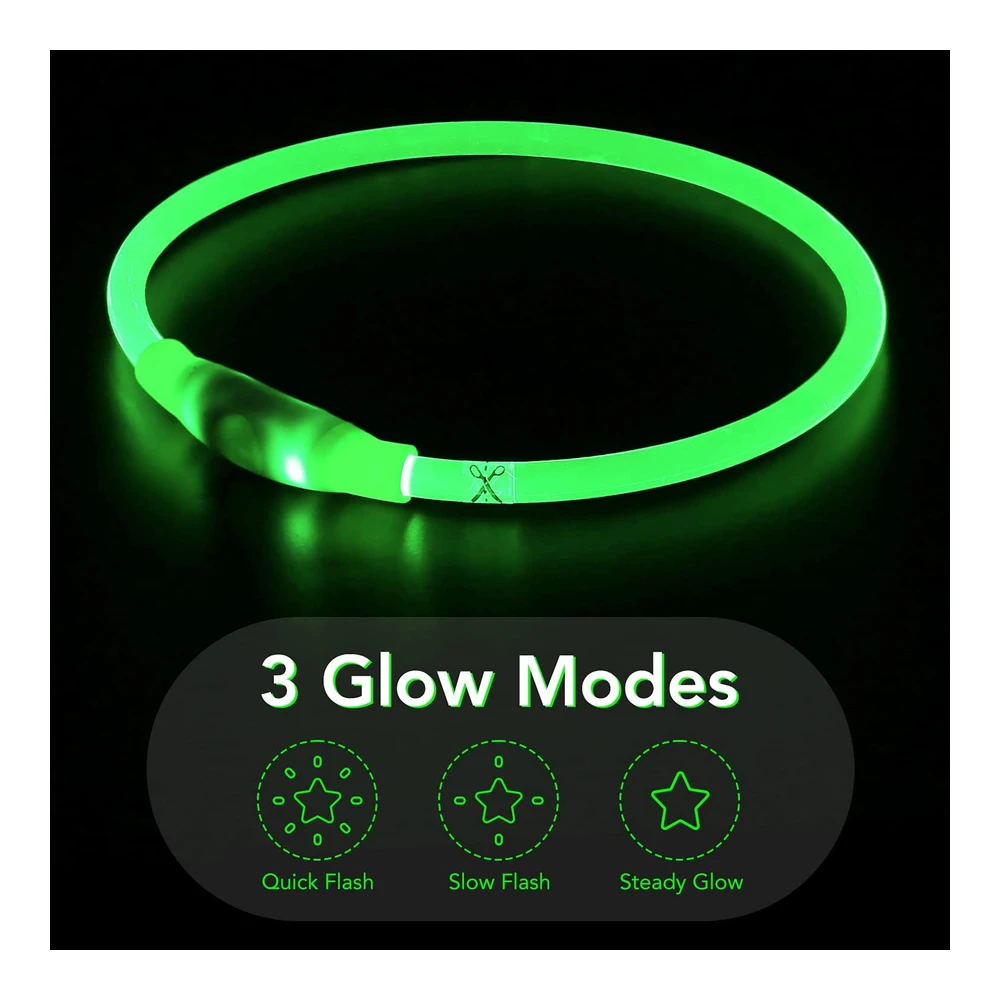 Colaseeme Collar de Perro con Luz Led - 1 Unidad - Recargable Por USB - Tpu Brillante - Collares Básicos de Seguridad para Perros Grandes - Medianos y Pequeños (Verde)