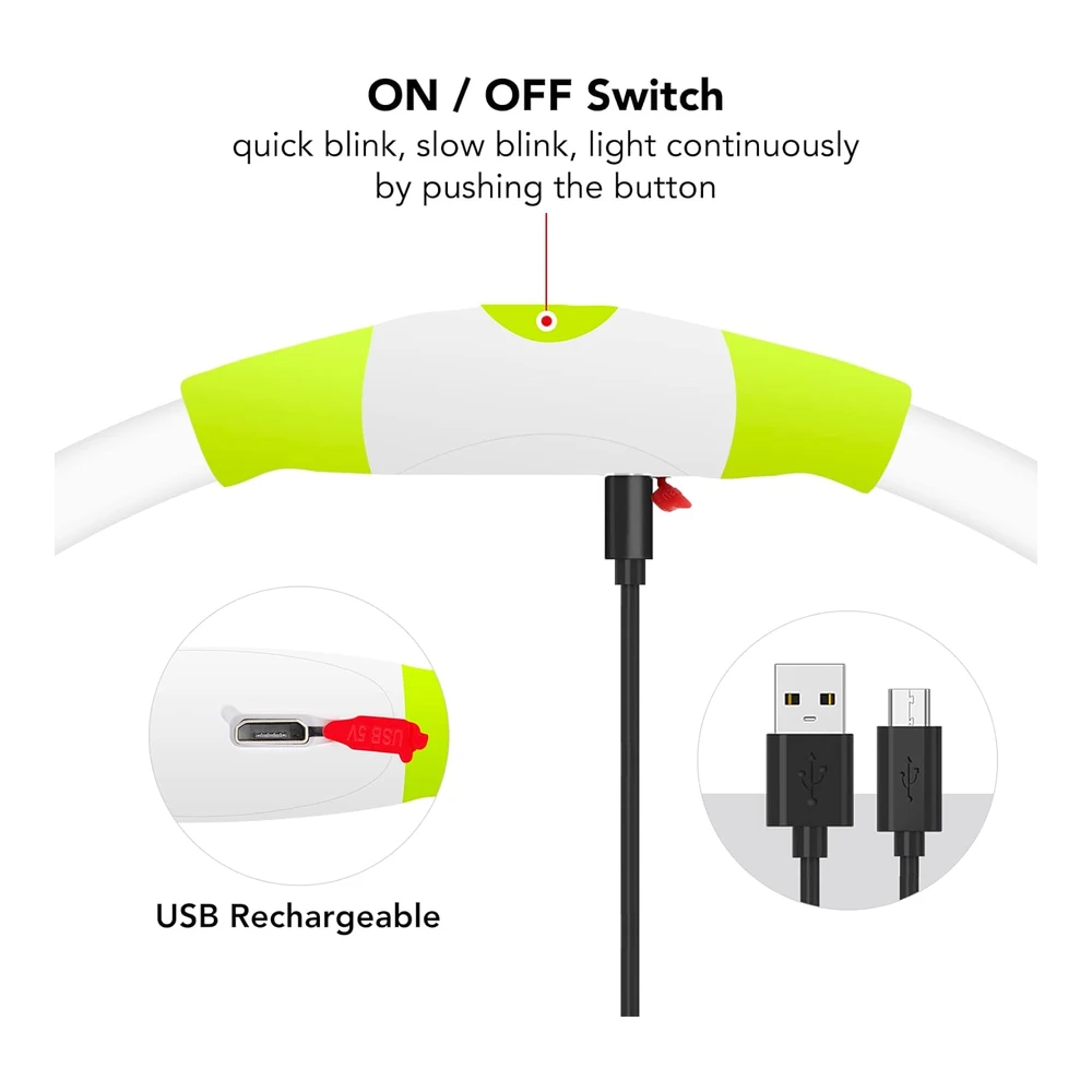 Colaseeme Collar de Perro con Luz Led - 1 Unidad - Recargable Por USB - Tpu Brillante - Collares Básicos de Seguridad para Perros Grandes - Medianos y Pequeños (Verde)