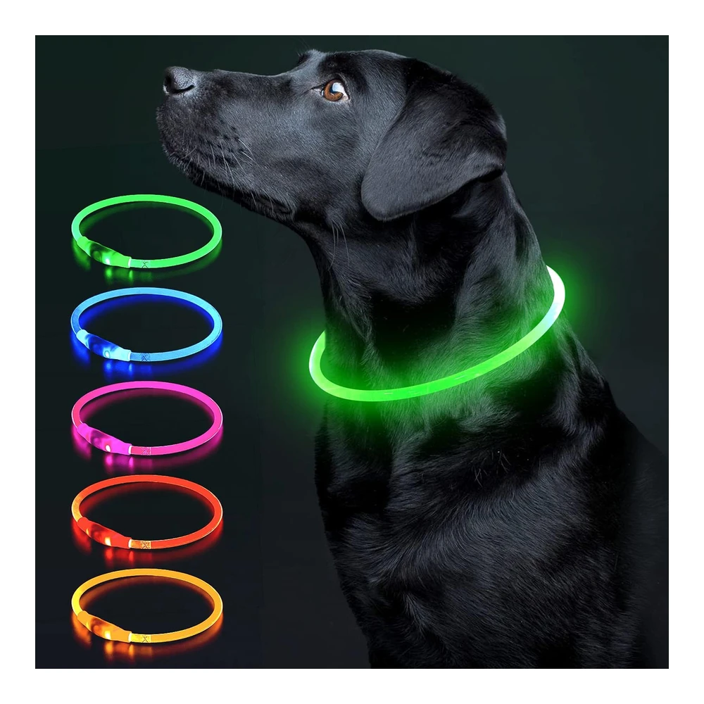 Colaseeme Collar de Perro con Luz Led - 1 Unidad - Recargable Por USB - Tpu Brillante - Collares Básicos de Seguridad para Perros Grandes - Medianos y Pequeños (Verde)