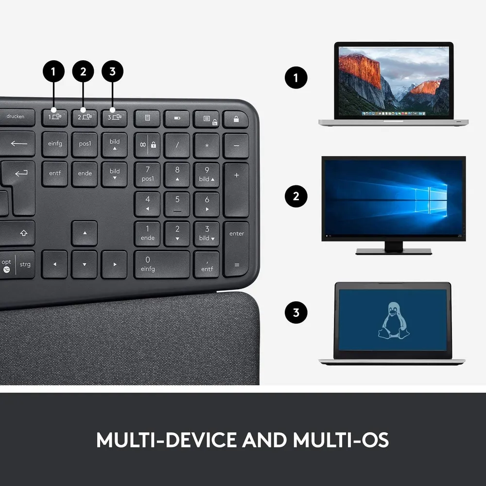 TECLADO INALÁMBRICO ERGONÓMICO K860 LOGITECH | GRAFITO