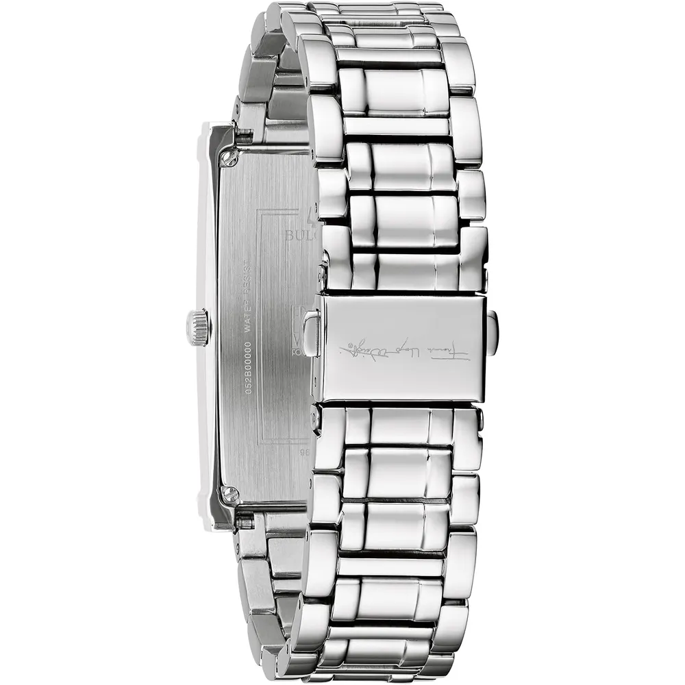 Bulova reloj Frank Lloyd Wright mujer cuarzo 3 agujas esfera rectangular | Plata