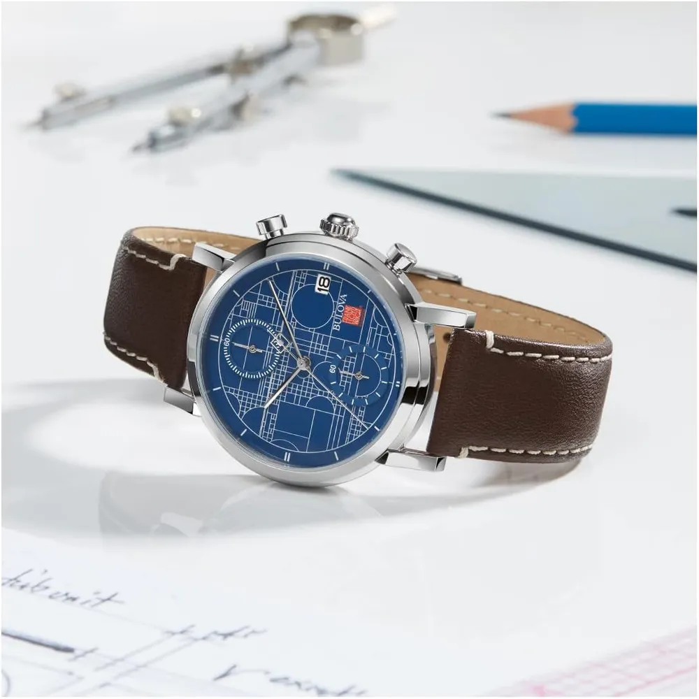 Bulova reloj Frank Lloyd Wright Coonley House hombre cronógrafo 6 agujas | Marrón