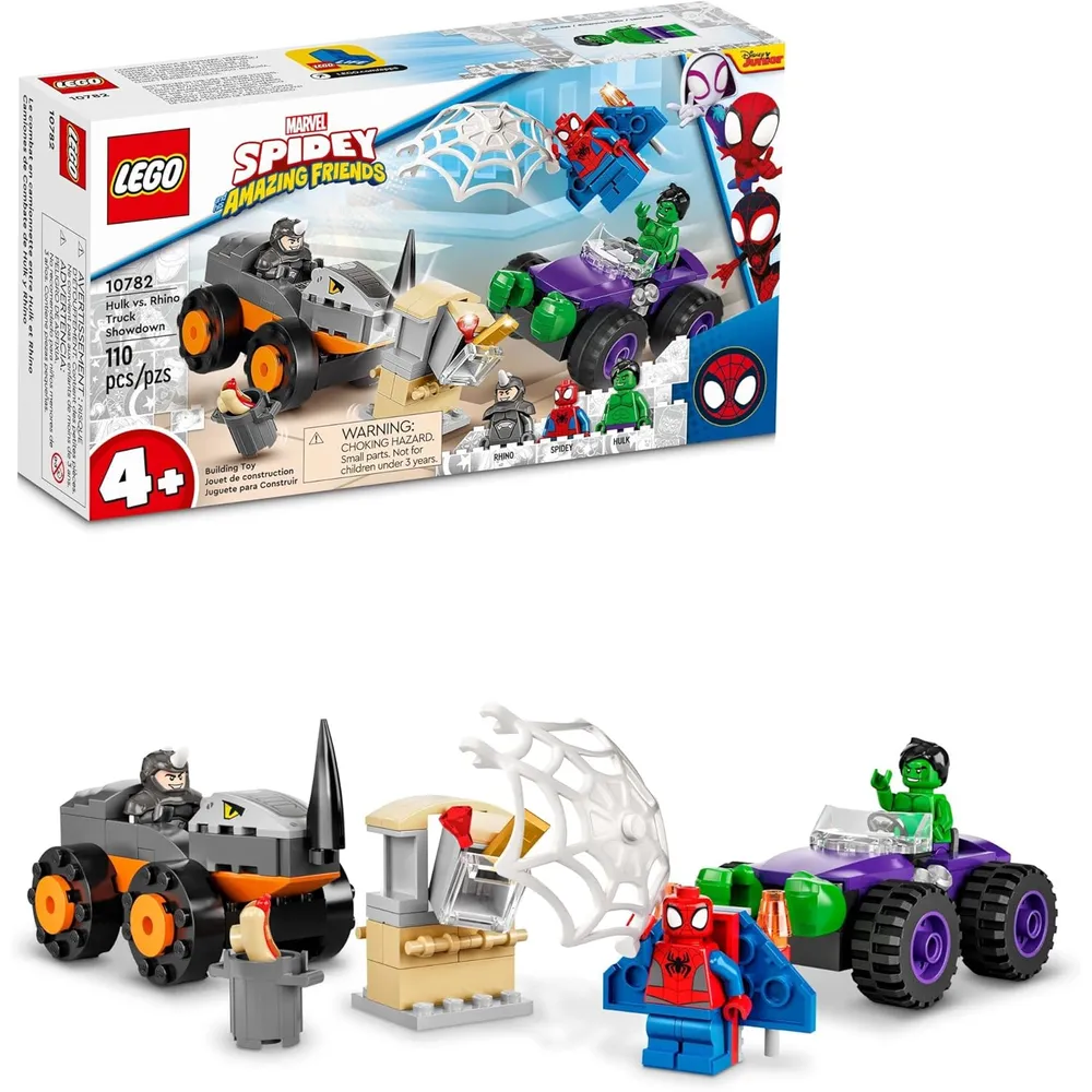 Lego Marvel Hulk vs Rhino Monster Truck duelo de camiones monstruo con Spider-Man