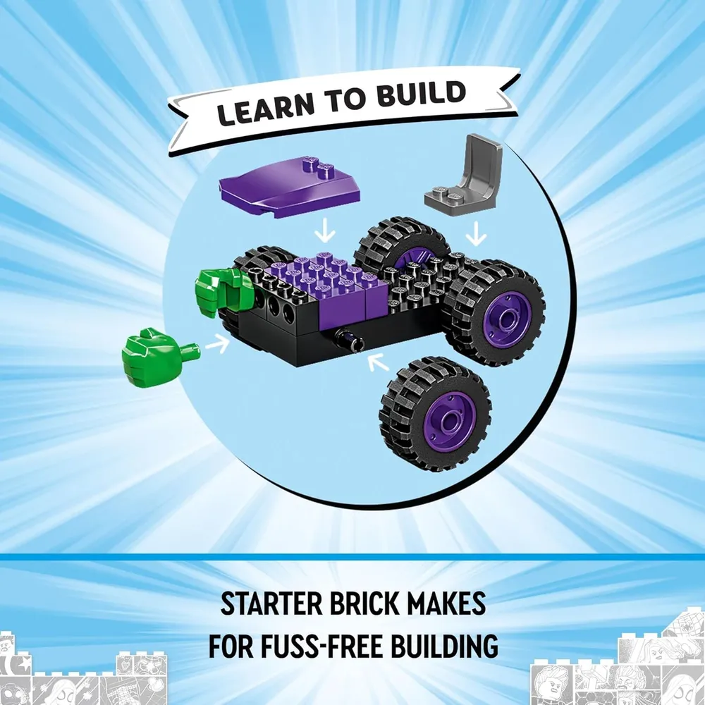Lego Marvel Hulk vs Rhino Monster Truck duelo de camiones monstruo con Spider-Man