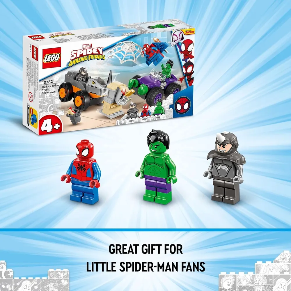 Lego Marvel Hulk vs Rhino Monster Truck duelo de camiones monstruo con Spider-Man