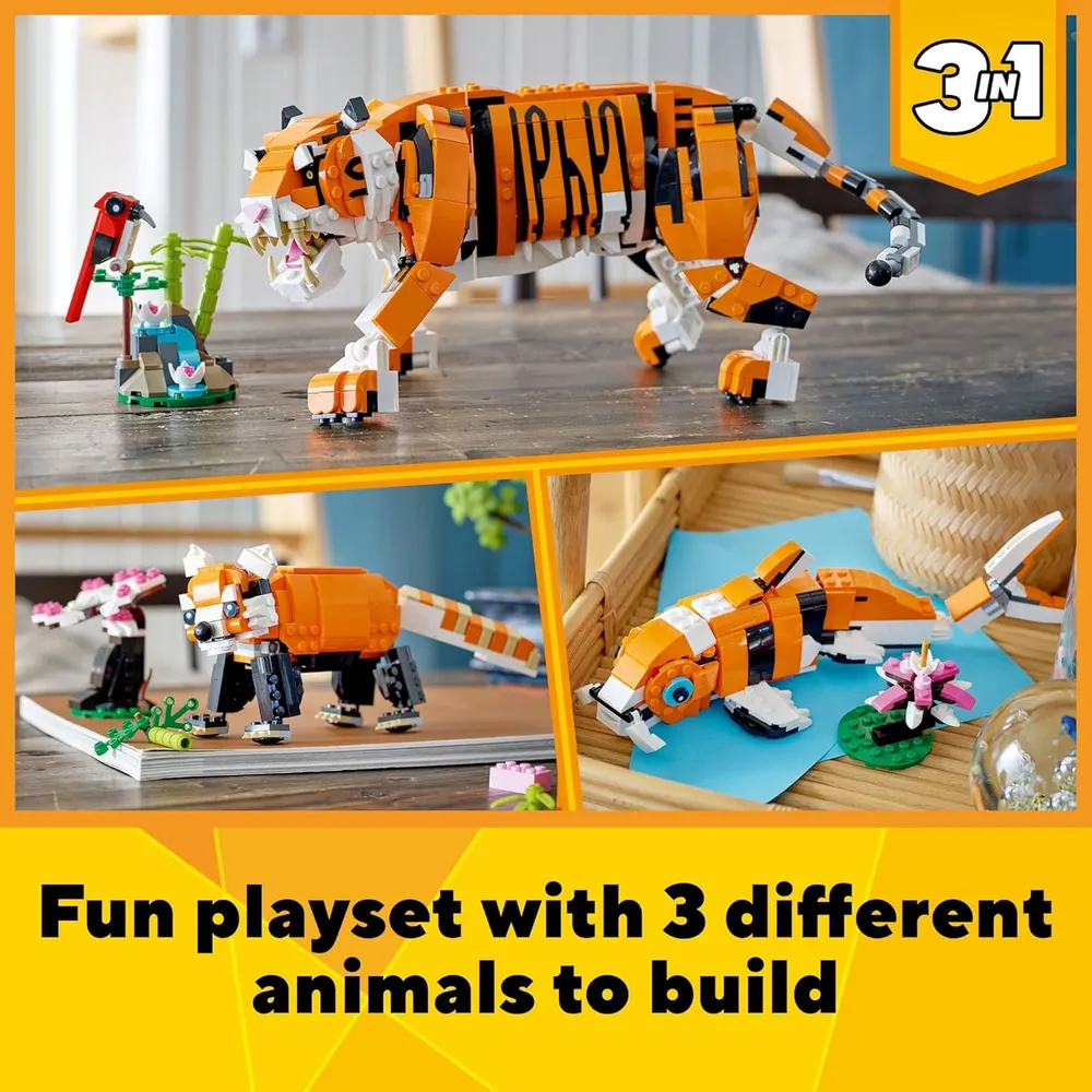 LEGO CREATOR 3 EN 1 TIGRE MAJESTUOSO: PANDA O PEZ KOI