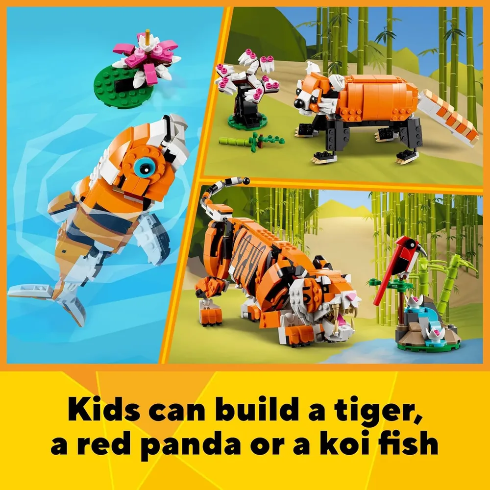 LEGO CREATOR 3 EN 1 TIGRE MAJESTUOSO: PANDA O PEZ KOI